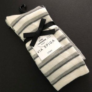 VIA SPIGA 2 Pair Luxe Cashmere Blend Socks OS NWT